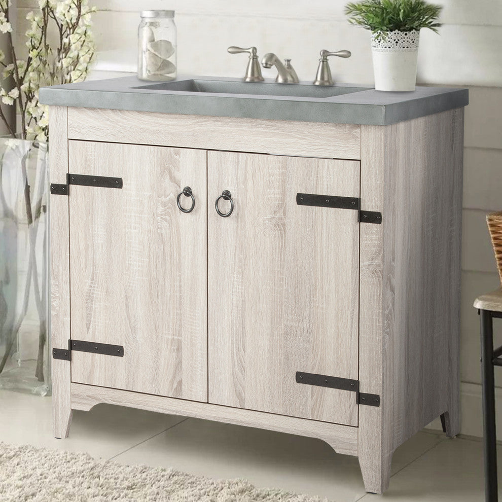 36" Single Bathroom Cement Vanity Top with Sink