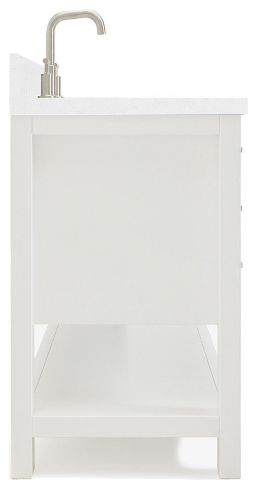 Ariel Magnolia 36"  Single Oval Sink Vanity, Carrara Quartz, White