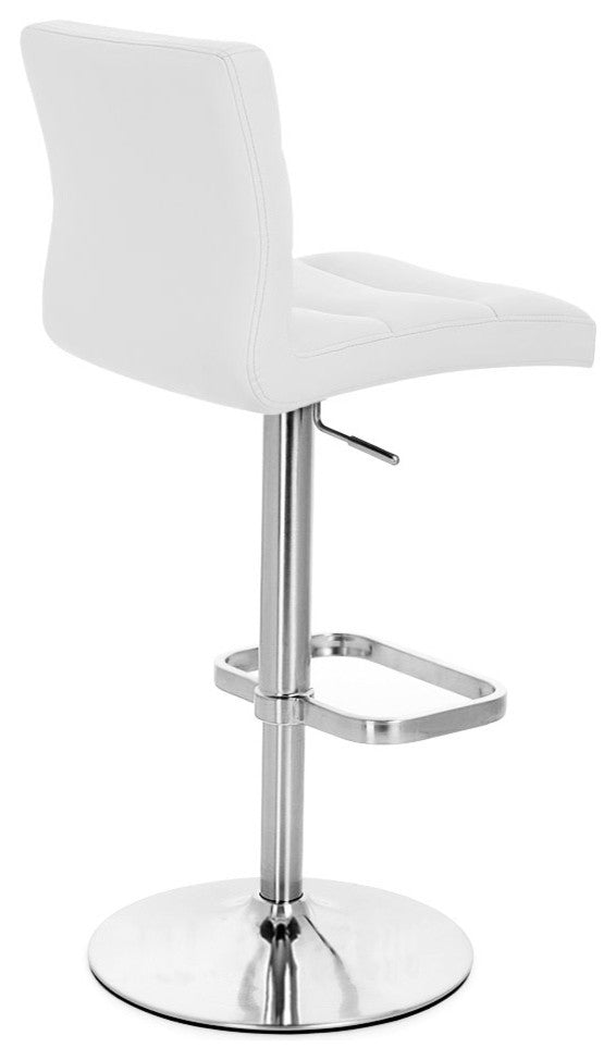 Lush Adjustable Height Swivel Bar Stool - Chrome Base, White