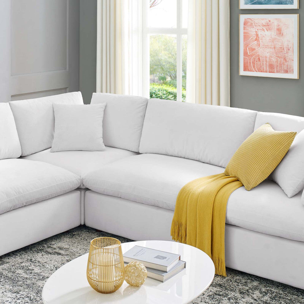 Sectional Sofa Set, Velvet, White, Modern, Living Lounge Hotel Lobby Hospitality