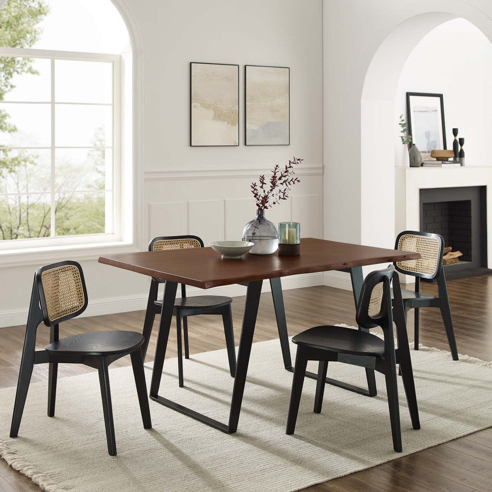 Astound 60" Live Edge Acacia Wood Dining Table, Black Walnut