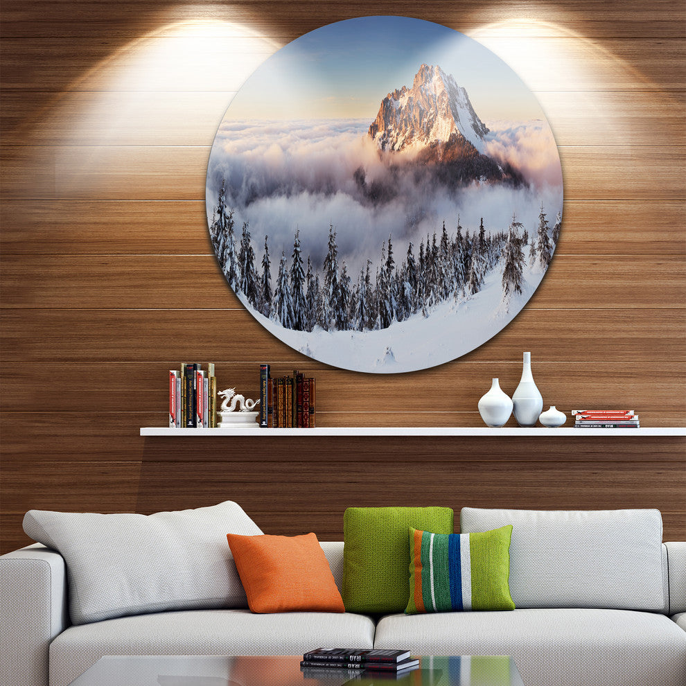 Winter Mountain Landscape, Photo Large Disc Metal Wall Art, 23"