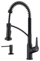 Karran 1-Handle Pull-Down Kitchen Faucet With Soap Dispenser, Matte Black