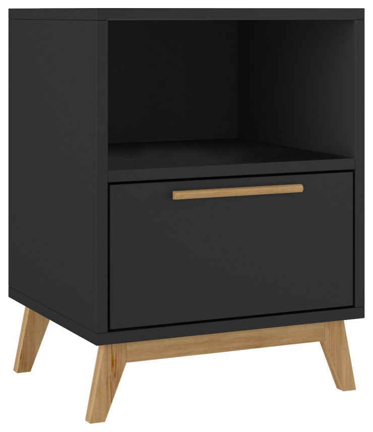 Modern Black And Natural Flair Night Stand