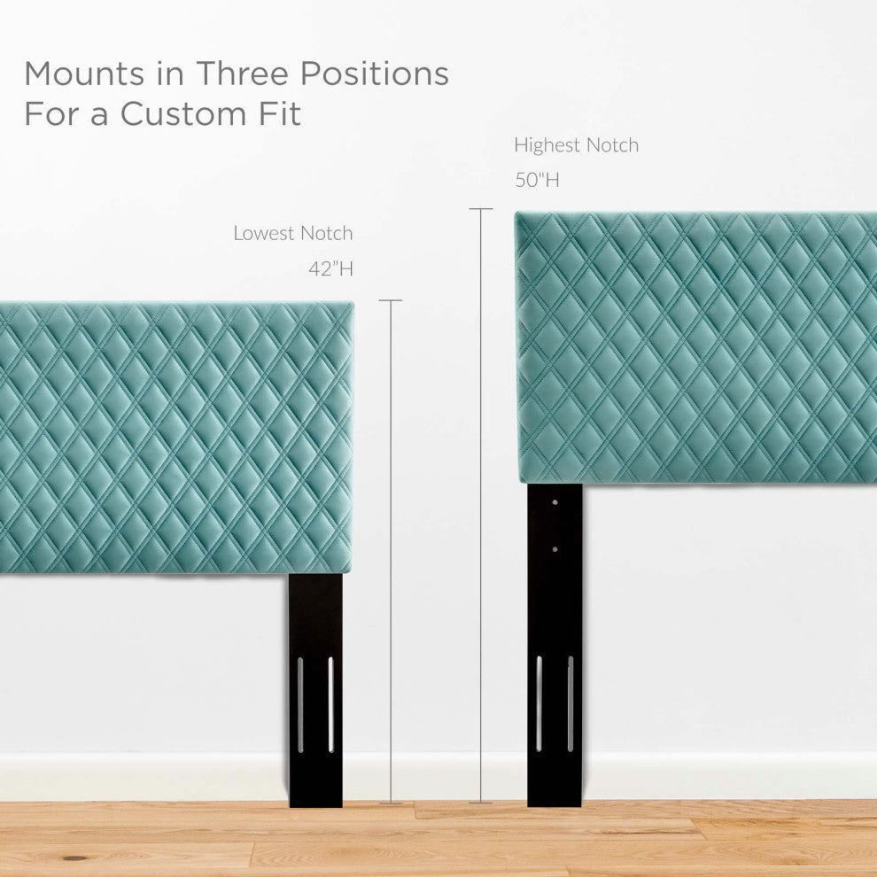 Headboard, King Size, Velvet, Blue, Modern Contemporary, Bedroom Master Suite
