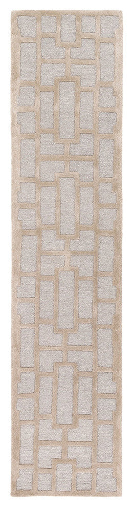 Arise Modern Light Gray, Khaki Area Rug, 2'3"x10' Runner