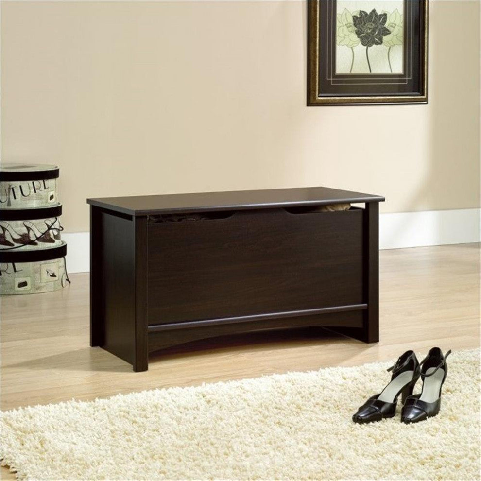 Sauder Shoal Creek Engineered Wood Storage Chest in Jamocha Wood/Dark Wood