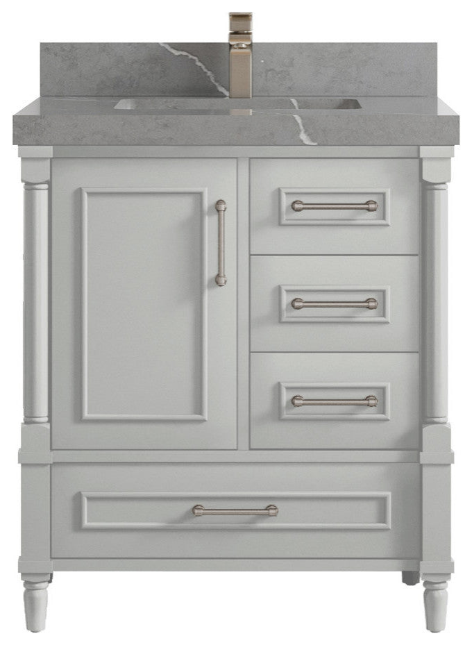 Aberdeen 30 Single Sink Bath Vanity in Coventry Gray 2" Piatra Gray