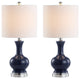 Cox 22" Metal and Glass LED Table Lamp, Set of 2, Navy and Chrome