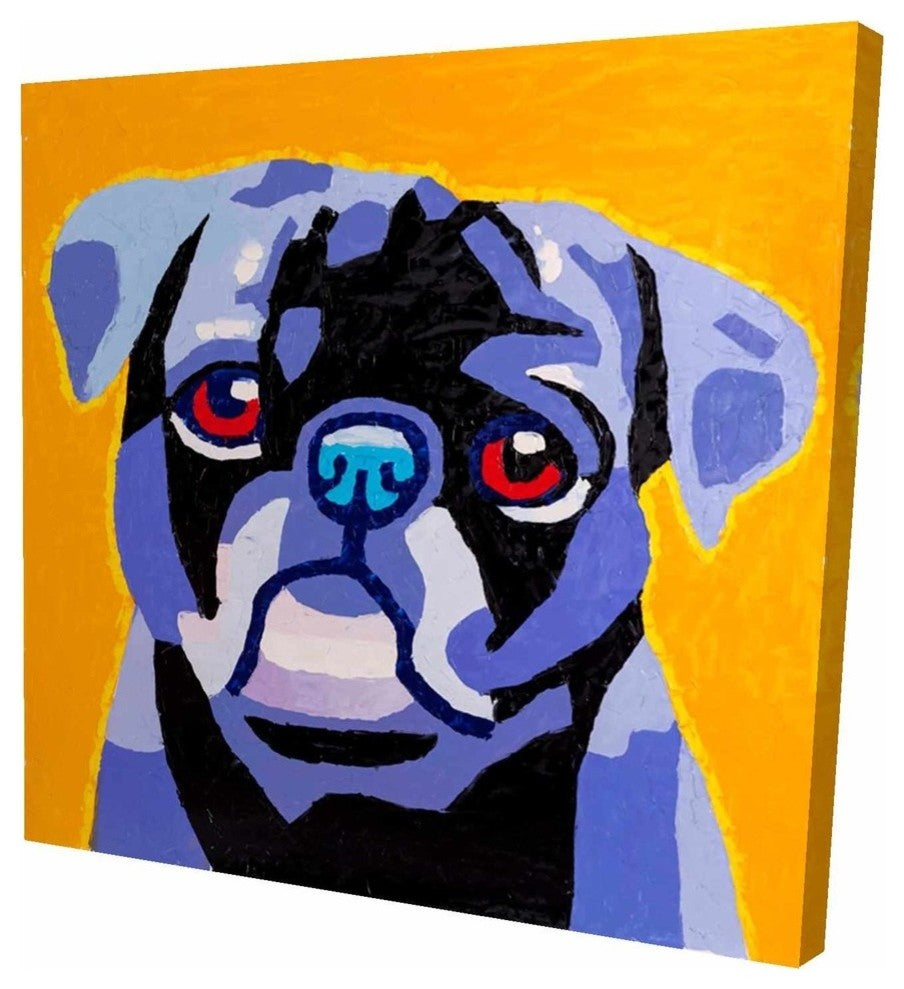 Geometric Pug, Fine Art Gallery Wrapped Canvas, 24"x24"