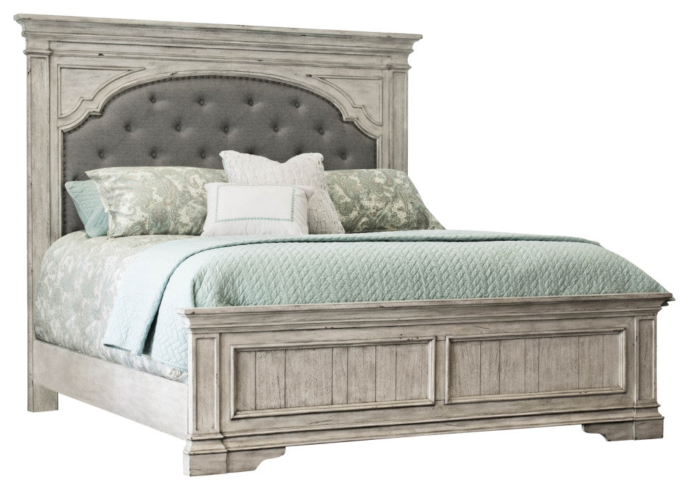 Highland Park Bed, Distressed Rustic Ivory, Queen