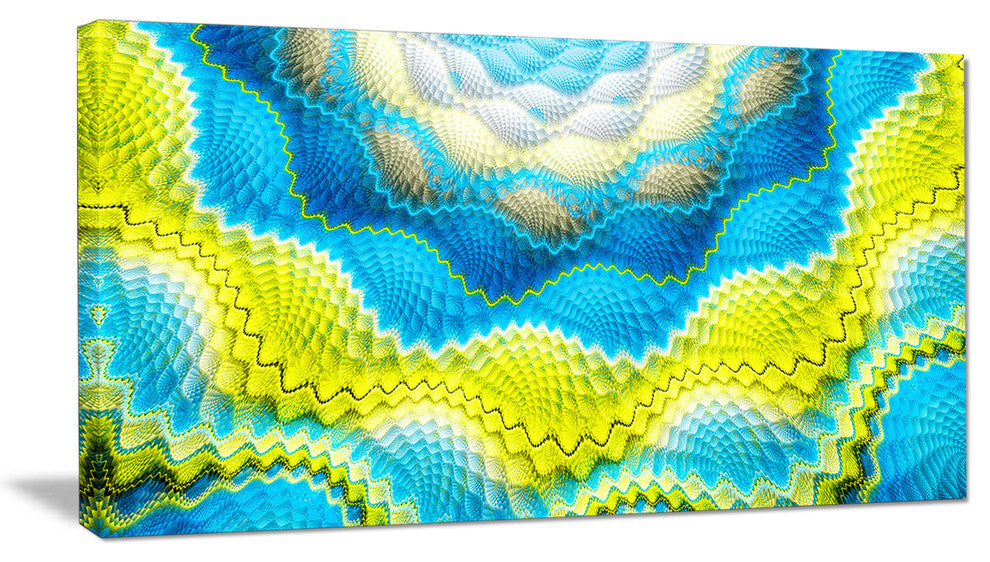 Blue Yellow Spiral Snake Skin, Large Floral Canvas Art Print, 60"x28"