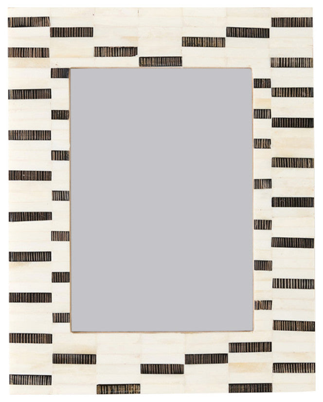 Mukhendu 5"x7" Black and White Picture Frame Hand Carved Bone
