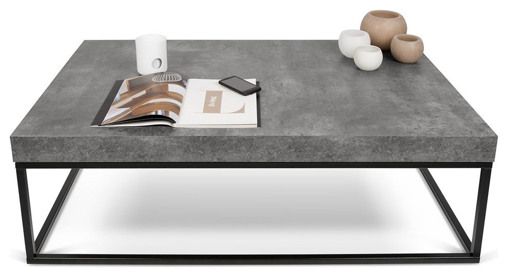 Modern Grey faux Concrete Thick Top Coffee Table