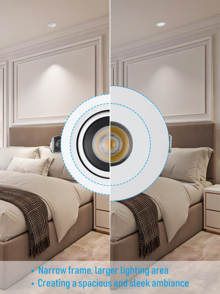 4 Pack LED 5CCT 3" Gimbal Recessed Light, Anti-Glare, Dimmable, ETL