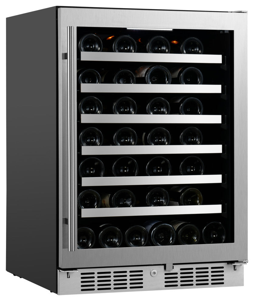 Transcend 24" 54-Bottle Seamless Stainless Steel Single Door Wine Cooler