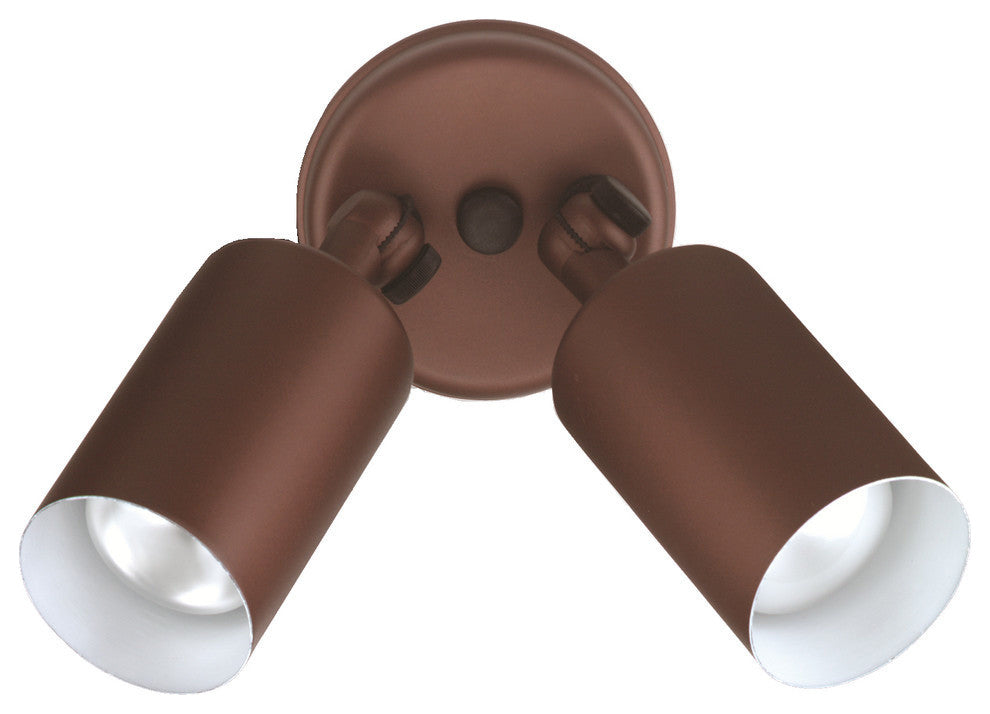 NICOR 100-Watt White Double Cylinder Adjustable Security Flood Light, Bronze