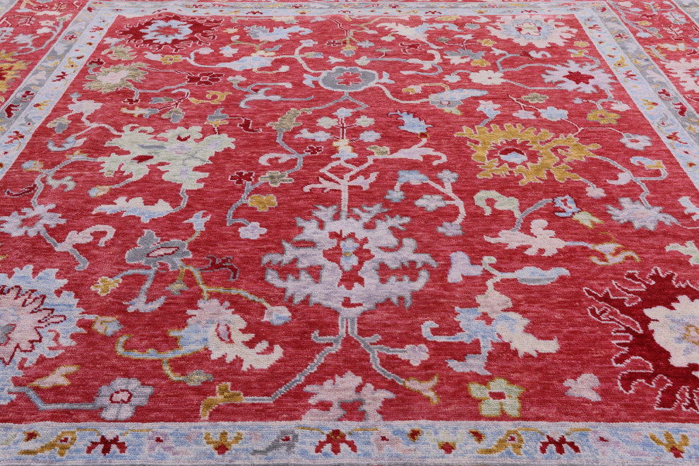 12' Square Handmade Turkish Oushak Wool Rug - Q13277