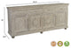 Abigail 4-Drawer 4-Door Floral Carved Wood Sideboard, Limestone Gray