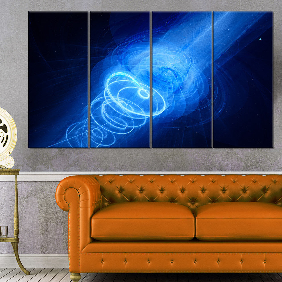 New Plasma Weapon in Space, Large Abstract Canvas Wall Art, 48"x28", 4 Panels