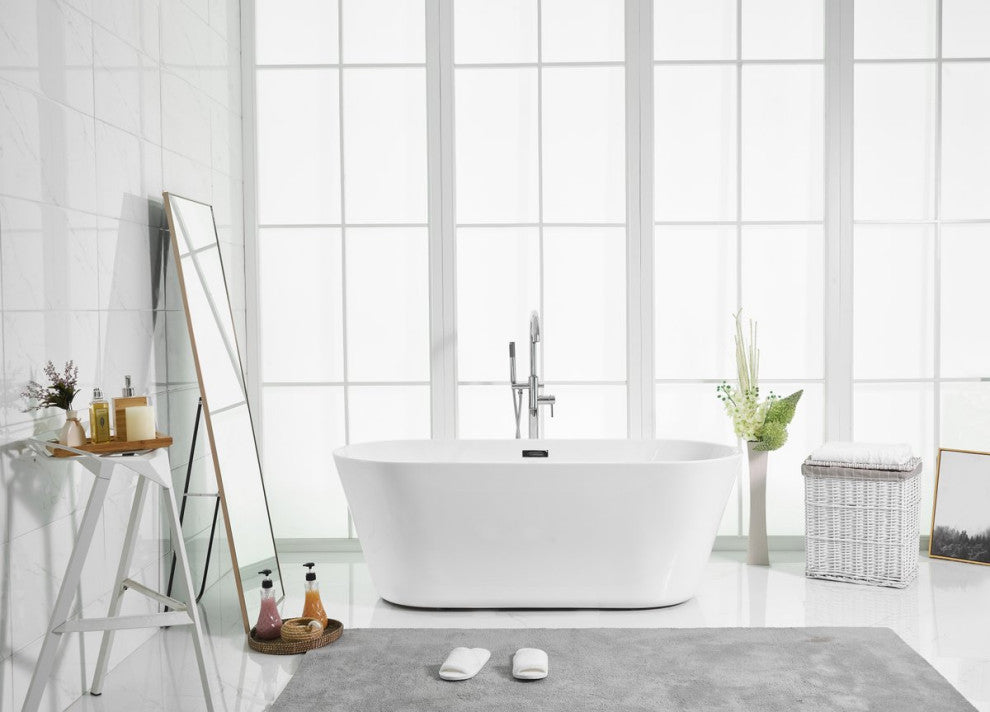 Owen 65" Soaking Roll Top Bathtub, Glossy White
