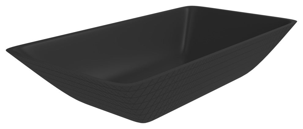 CastelloUSA Bonnie 22" Tempered Glass Crystal Rectangular Bathroom Sink, Black