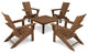 Polywood Quattro 5-Piece Conversation Set, Teak