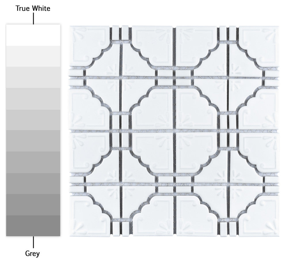 Hudson Moonbeam Porcelain Mosaic Floor and Wall Tile, Matte White