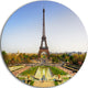 Wide View Of Eiffel Tower, Landscape Photo Disc Metal Wall Art, 38"