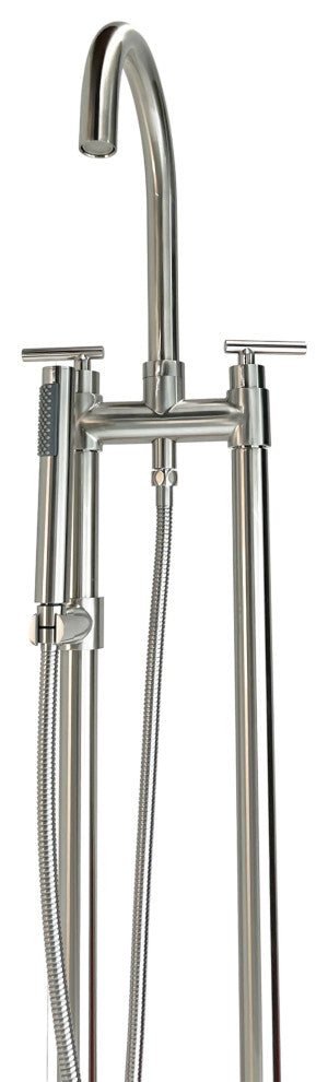 CastelloUSA Saturn Double Handle Clawfoot Tub Filler Faucet, Brushed Nickel, Standard Handle