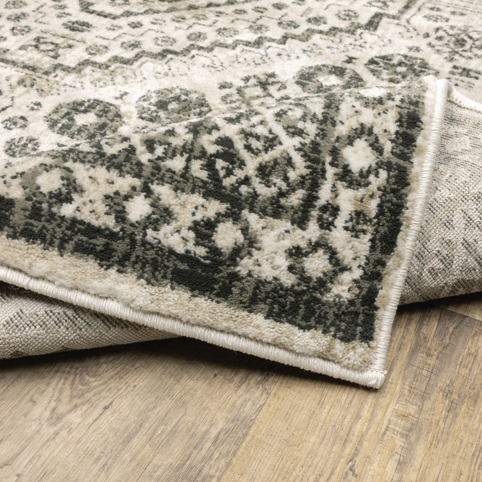 Garson Medallion Border Area Rug, Ivory, 3'10"x5'5"