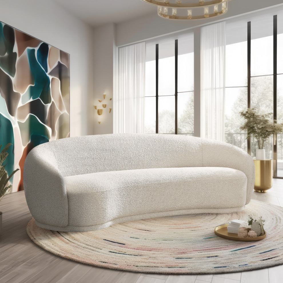 Hyde Boucle Fabric Upholstered, Cream, Sofa
