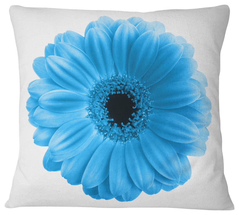Isolated Blue Flower Floral Throw Pillow, 18"x18"