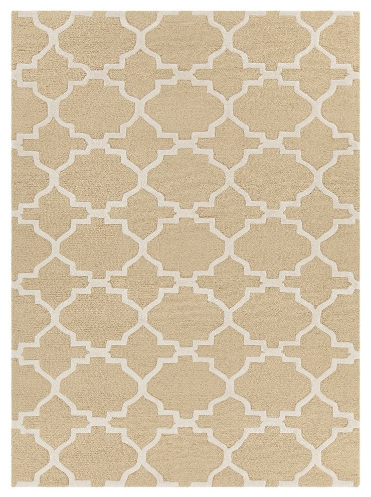 Davin Contemporary Area Rug, Yellow and Cream, 7'x10'
