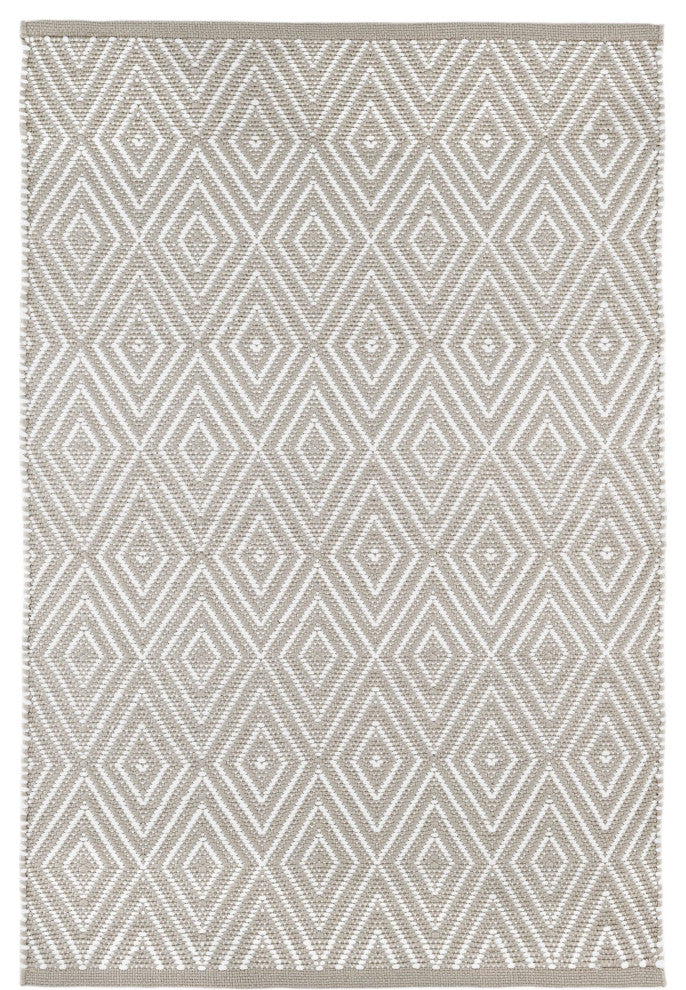 Dash & Albert Diamond Platinum/White Indoor/Outdoor Rug, White, 8' x 10'