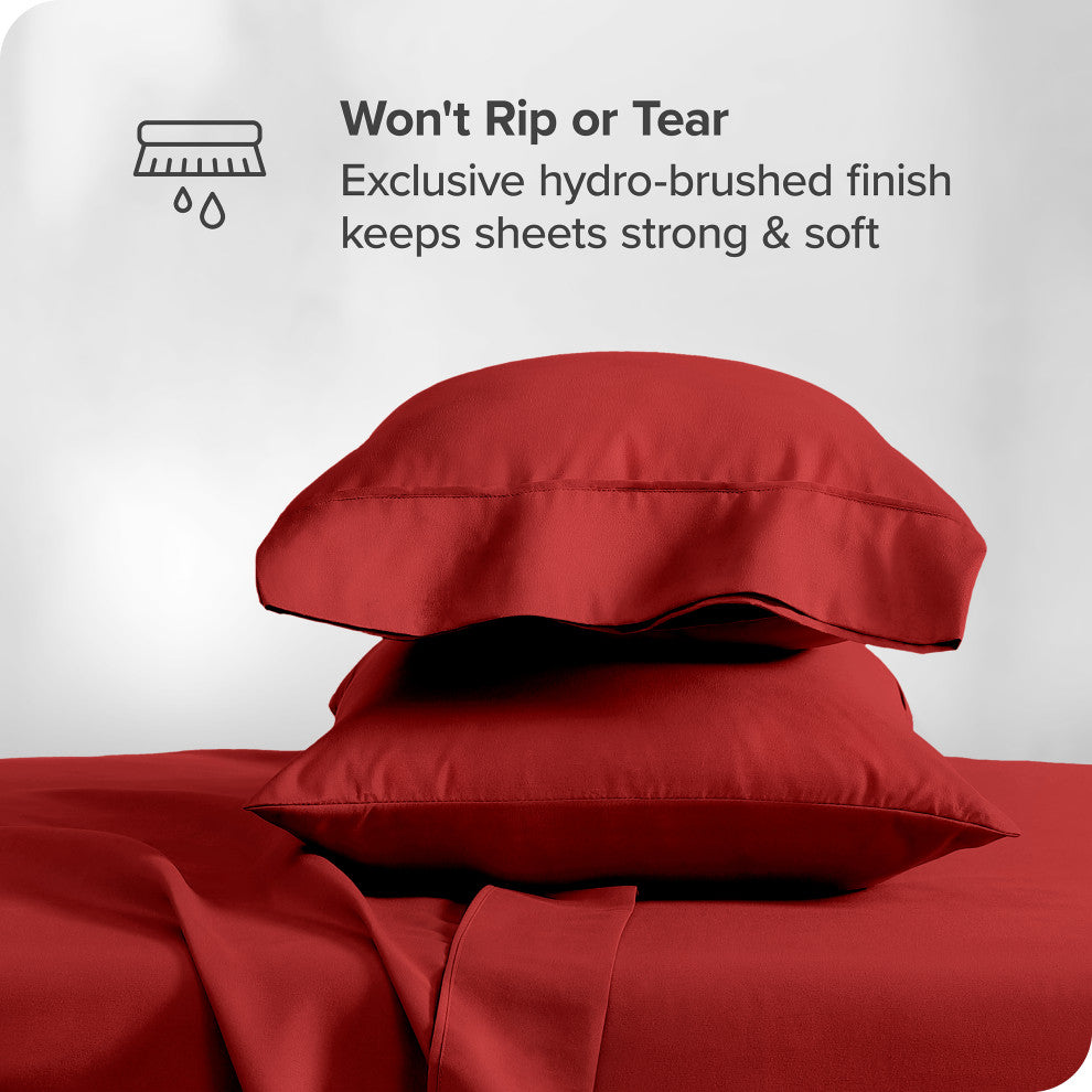 Bare Home 1800 Microfiber Sheet Set, Red, Queen