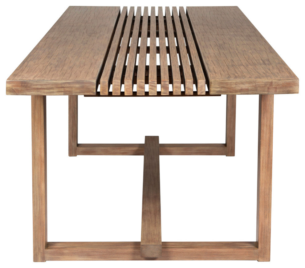 Vivid Outdoor Patio Dining Table, Light Eucalyptus Wood
