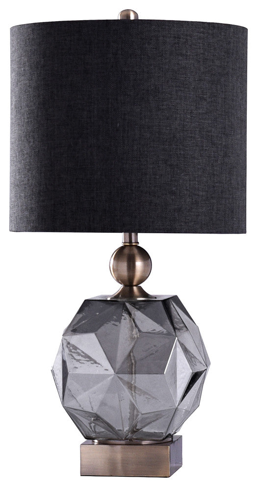 Richmond Table Lamp Smoke Finish on Glass Body With Brass Finish on Metal Body