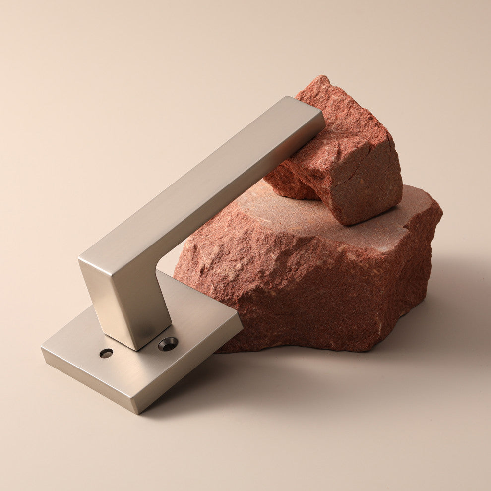 Modern Heavy Duty Designer Interior Door Lever - Allen Collection, Satin Nickel, Double Dummy