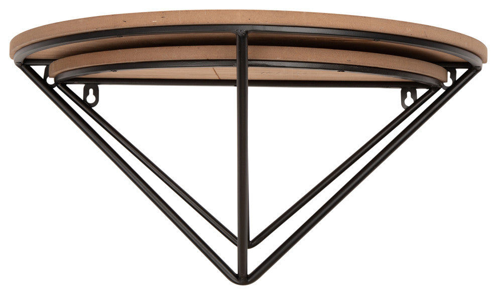2-Piece Farmhouse Metal/Wooden Wall Shelves