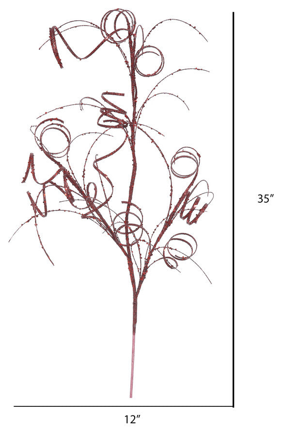 Vickerman Qg164505 35" Burgundy Glitter Curly Artificial Christmas Spray