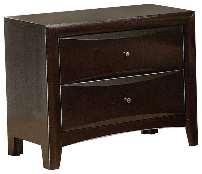 Benzara BM69431 Contemporary Style Spacious 2 Drawer Nightstand, Brown