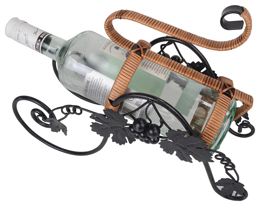 On the Vine Embellished Metal Carriage Wine Holder