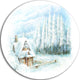 Christmas Winter Happy Scene, Landscape Large Disc Metal Wall Art, 11"