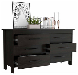 Luxor 6 Drawer Double Dresser, Black