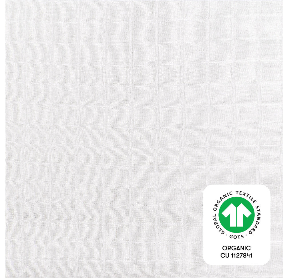 Mini Crib Sheet, GOTS Certified Organic Muslin Cotton, White