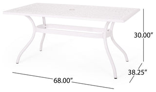 Veronica Traditional Outdoor Aluminum Rectangular Dining Table, White