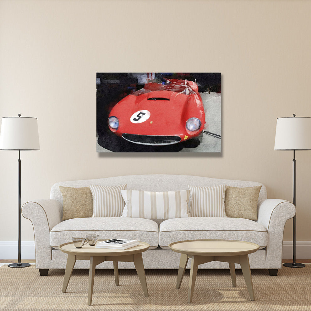 "1962 Ferrari in the Pits Watercolor" Fine Art Print