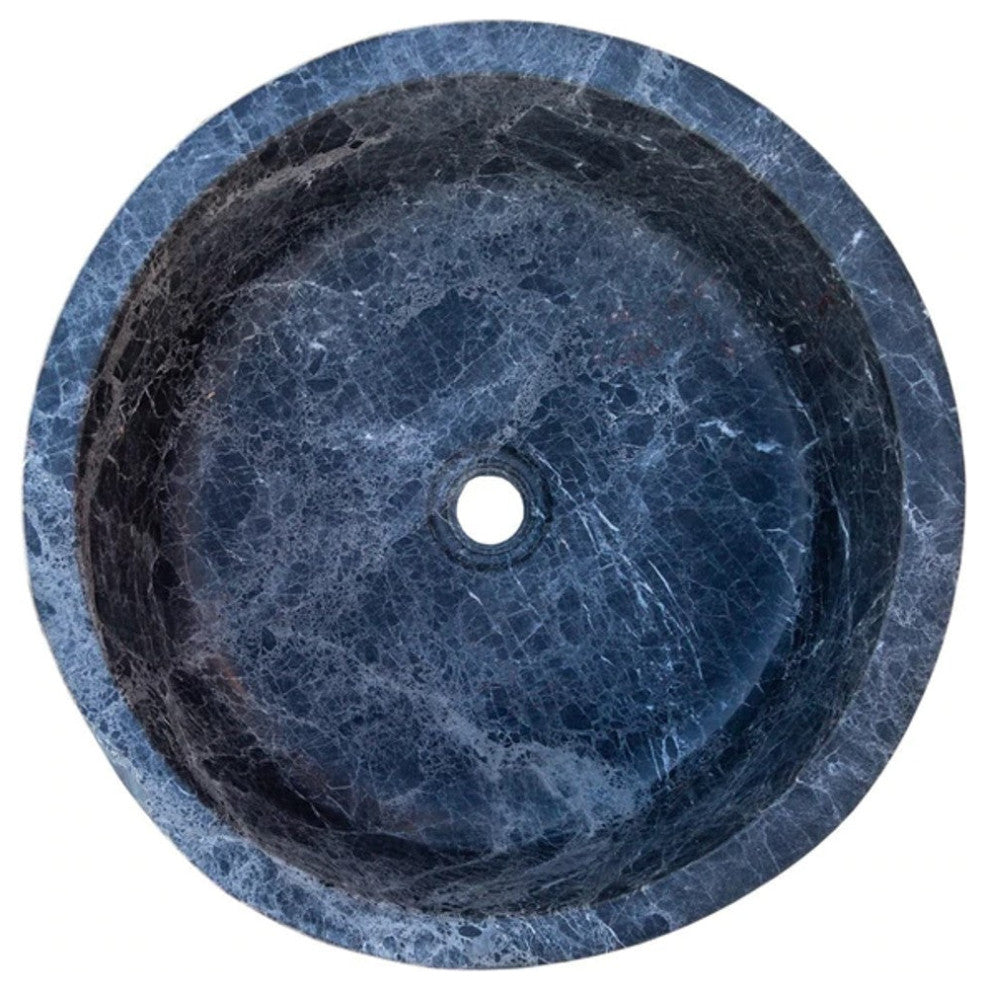 Natural Stone Sirius Black Marble Vessel Sink Polished (D)16.5" (H)6"