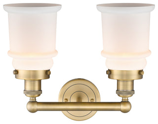 Canton 2-Light 15" Bath Vanity Light, Brushed Brass Finish, Matte White Shade